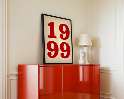 “1999” - Red & White Poster