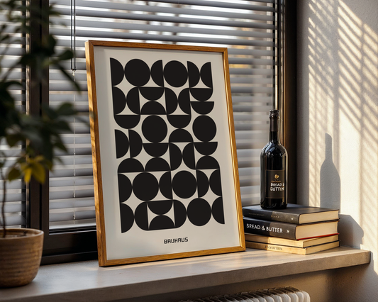 Bauhaus Black Geometry Poster