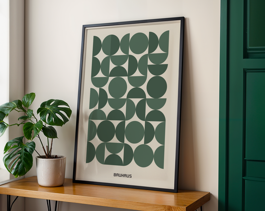 Bauhaus Green Geometry Poster