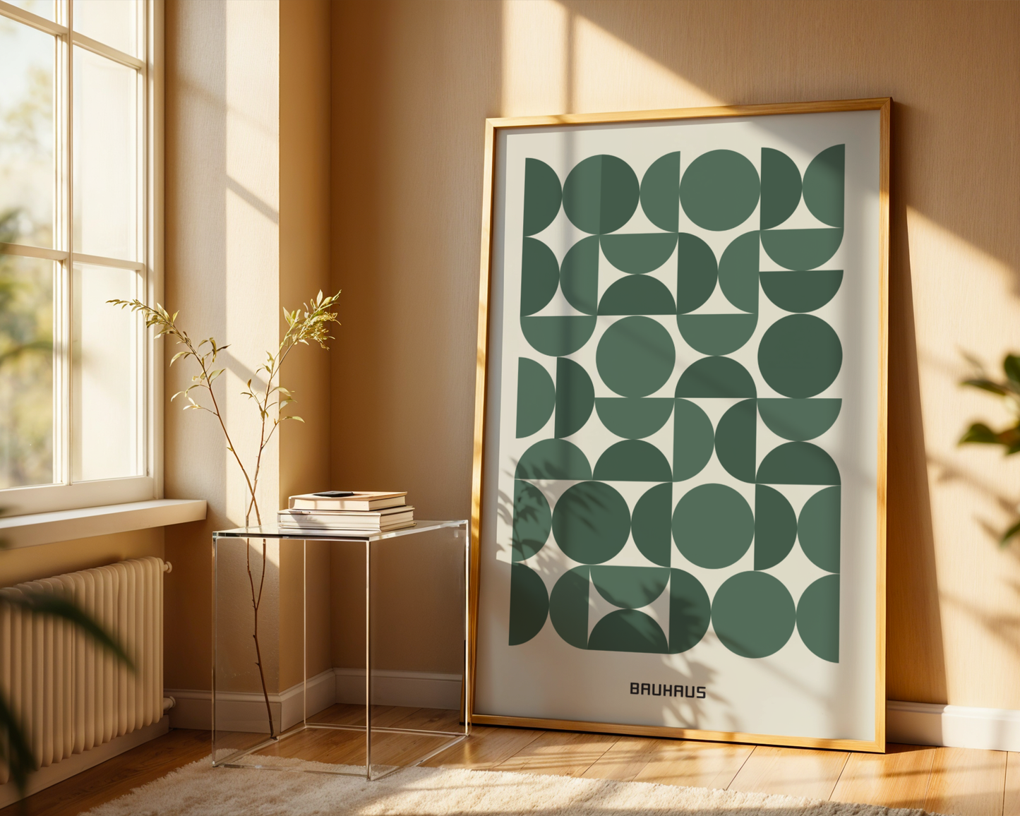 Bauhaus Green Geometry Poster