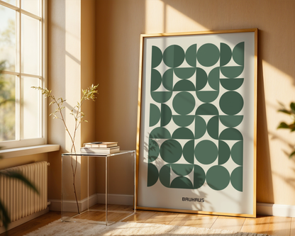 Bauhaus Green Geometry Poster