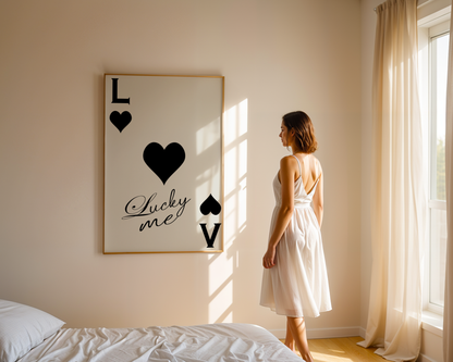 Lucky Me Black Playing Card Poster