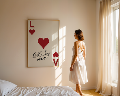 Lucky Me Red Playing Card Poster