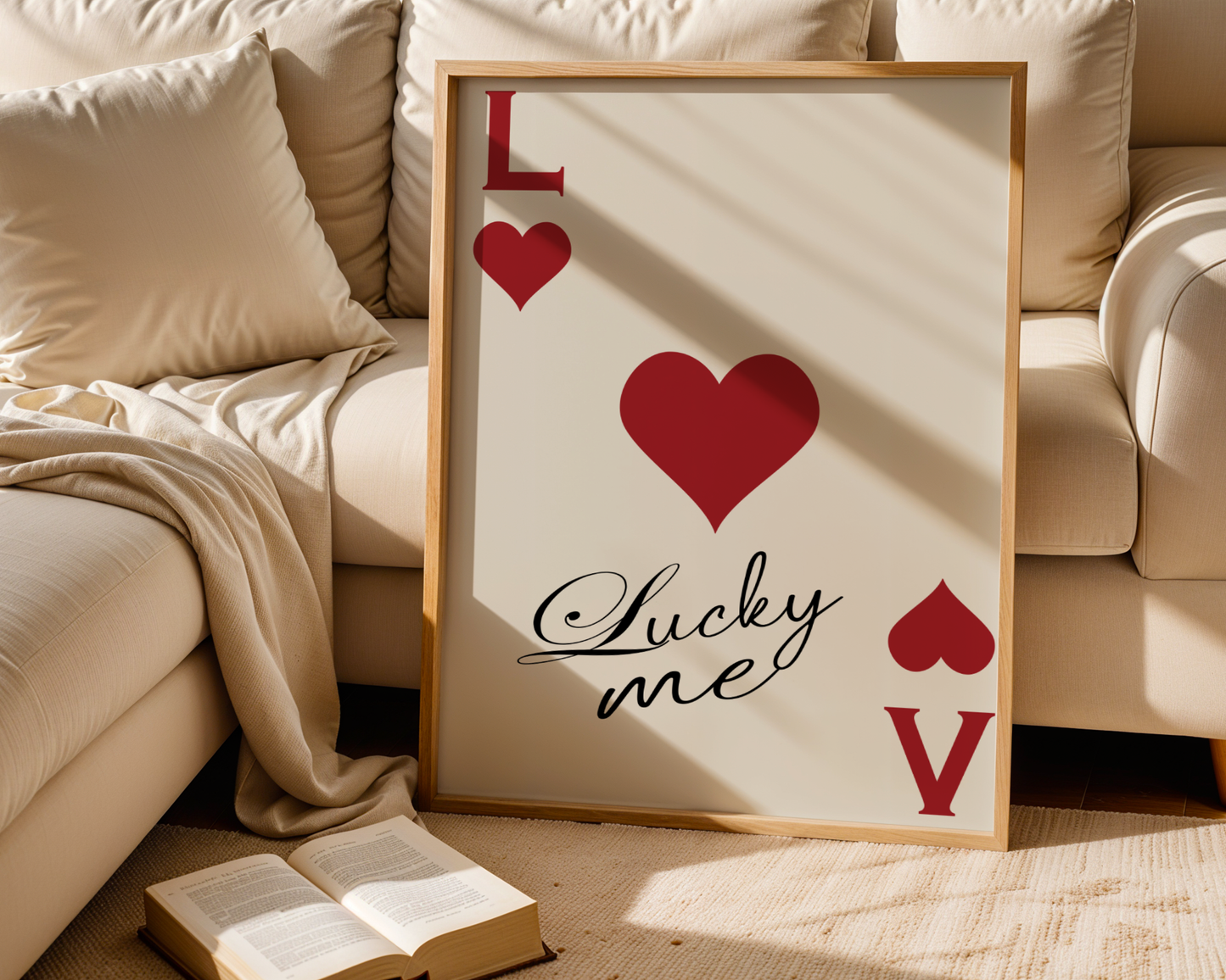 Lucky Me Red Playing Card Poster