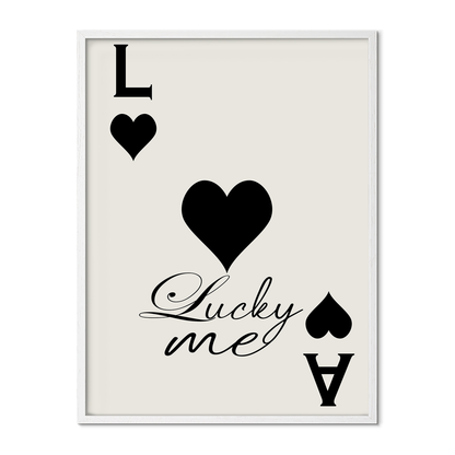 Lucky Me Black Playing Card Poster